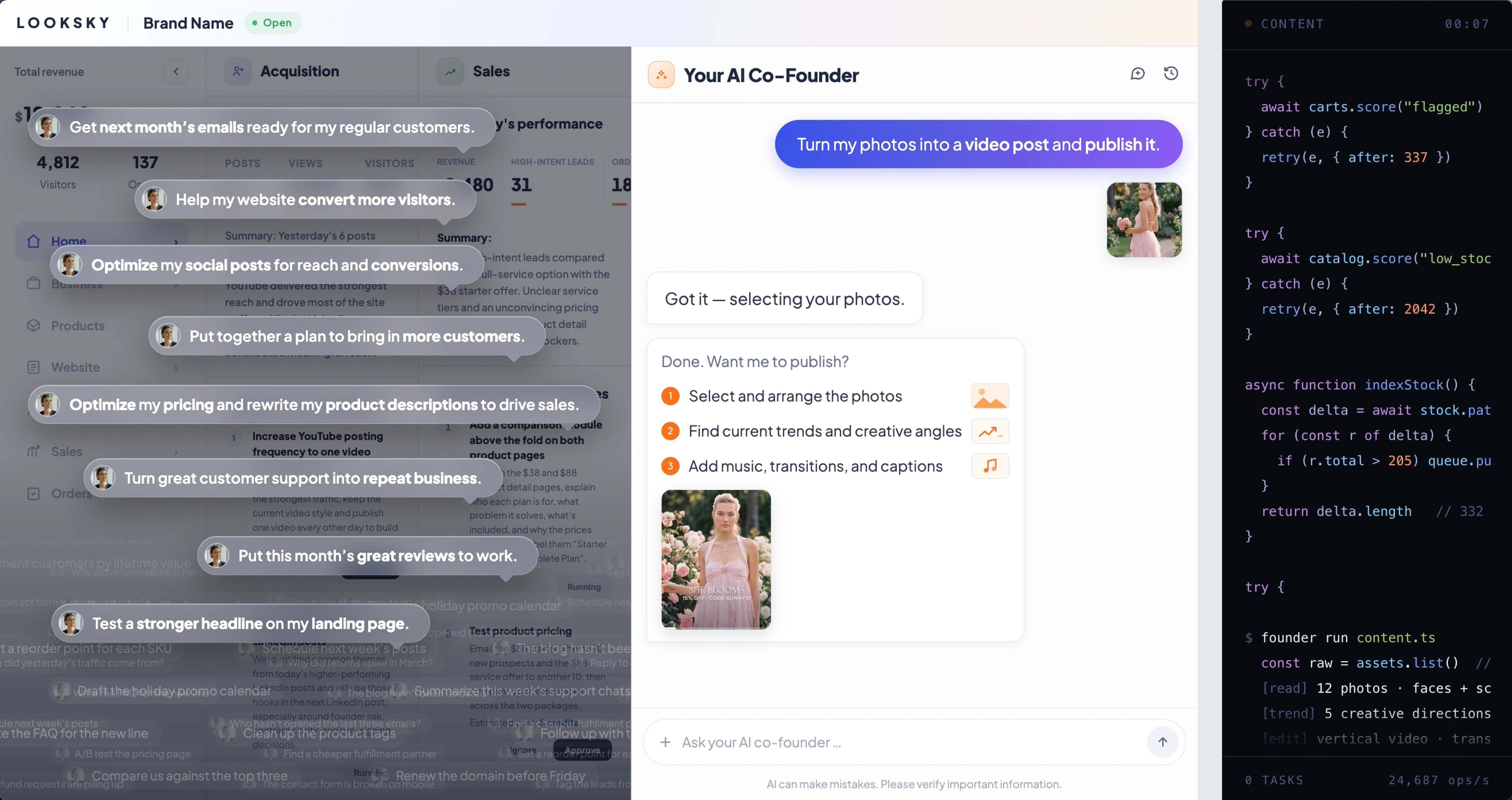 LookSky AI co-founder workspace demonstration